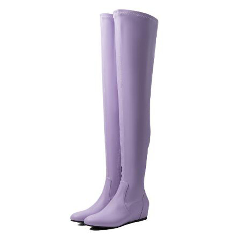 Sock Boot Women - أحذية طويلة فوق الركبة بلون اللافندر،