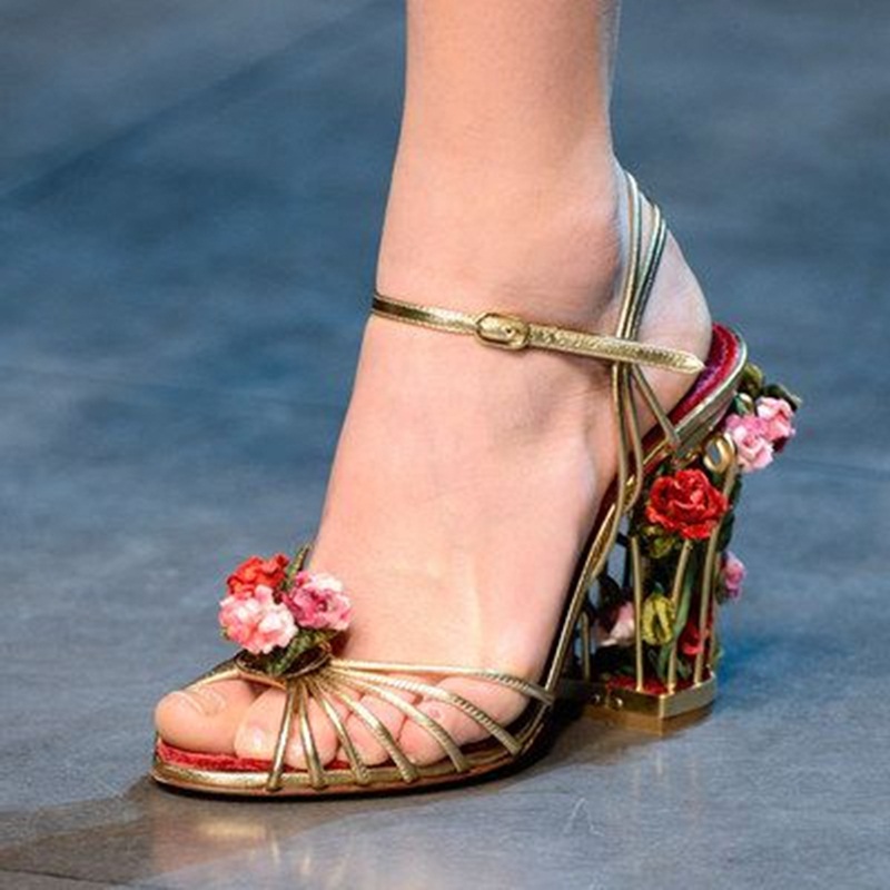 Women'S Shoes Clogs - الفاخرة قفص الطيور النساء الصنادل الذهب