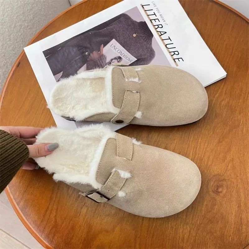 Women'S Shoes Clogs - حذاء كلاسيكي مريح من الفرو للنساء،