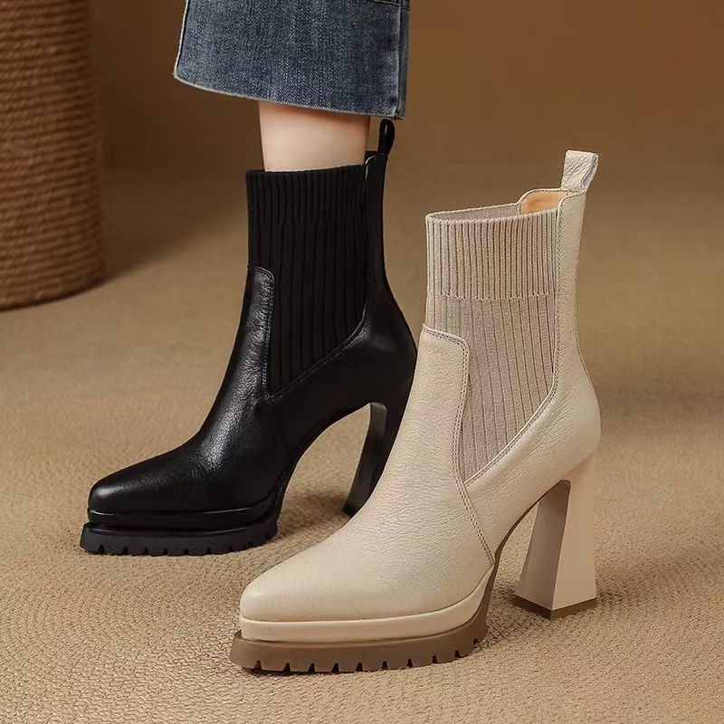 أحذية نسائية فرنسية عتيقة بمقد - مراجعة Sock Boot Women وسعره