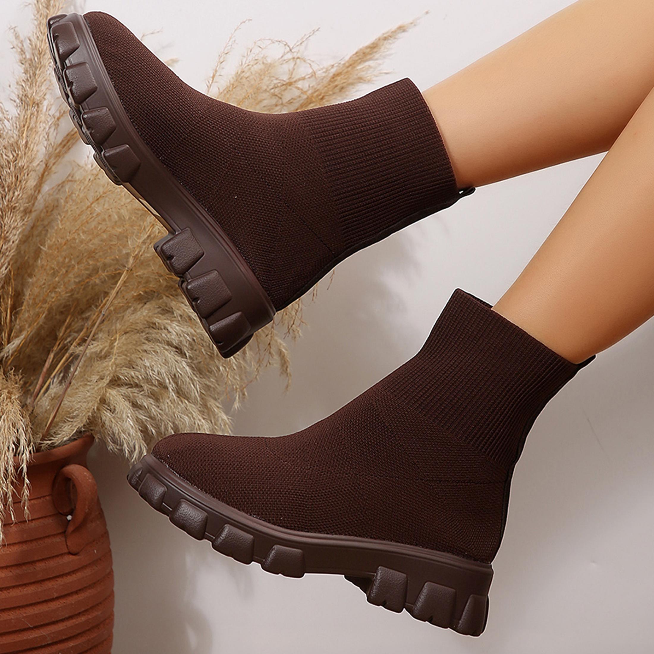 أحذية كاحل للنساء مريحة بمقدمة - مراجعة Sock Boot Women وسعره