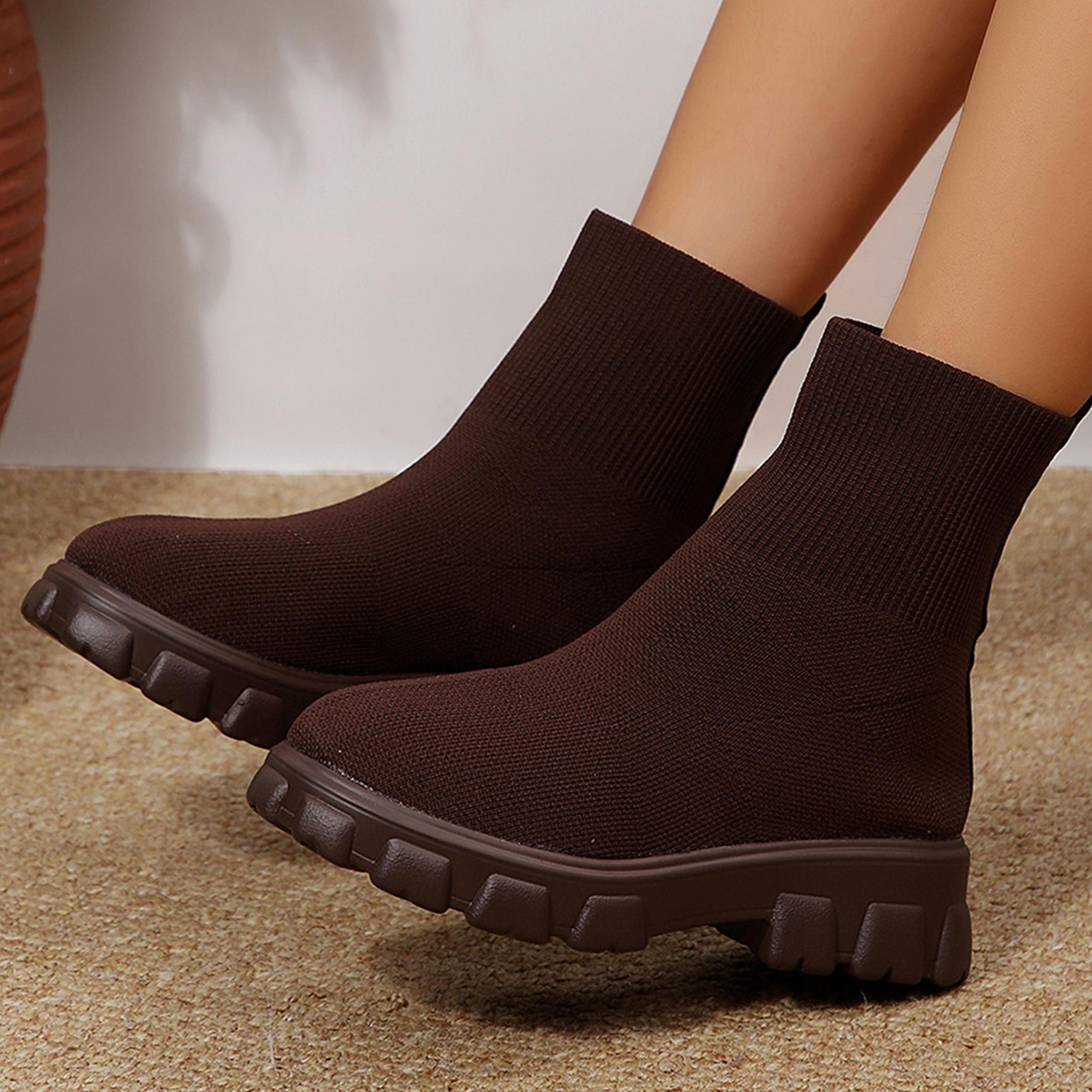 أحذية كاحل للنساء مريحة بمقدمة - مراجعة Sock Boot Women وسعره