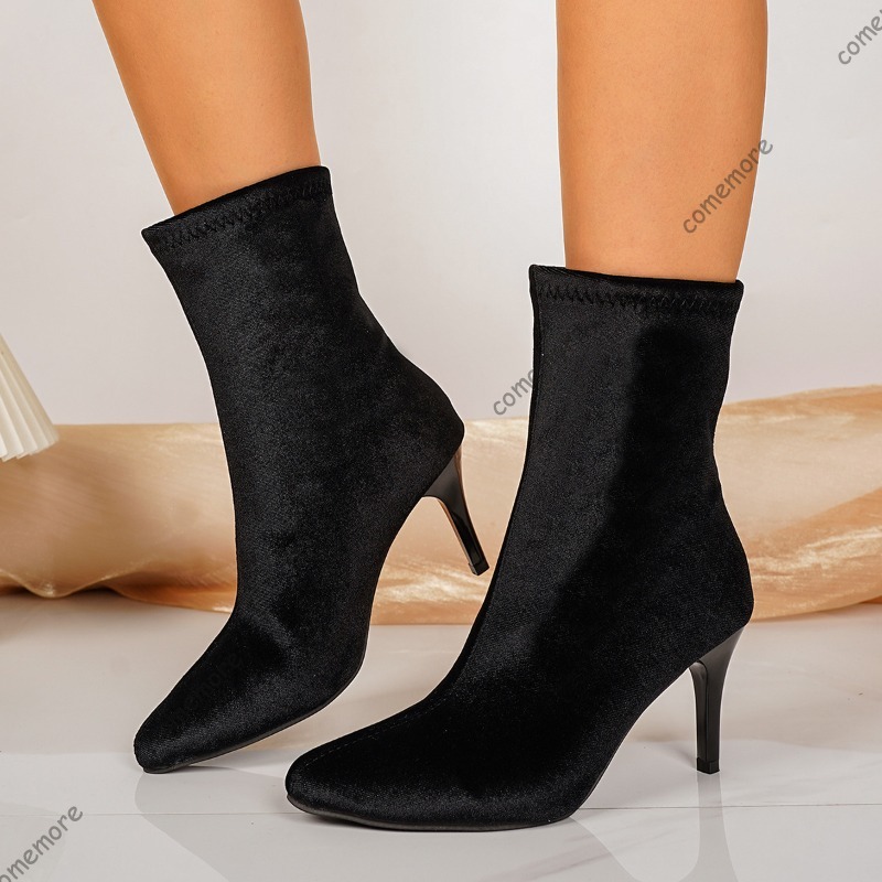أحذية نسائية قصيرة مخملية مقاس - مراجعة Sock Boot Women وسعره