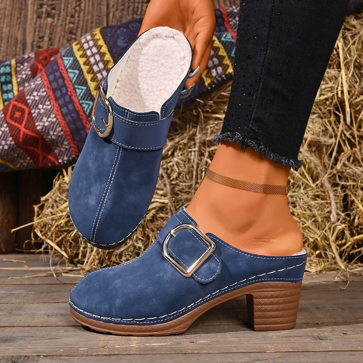 شباشب نسائية بكعب سميك، صنادل  - مراجعة Women'S Shoes Clogs وسعره