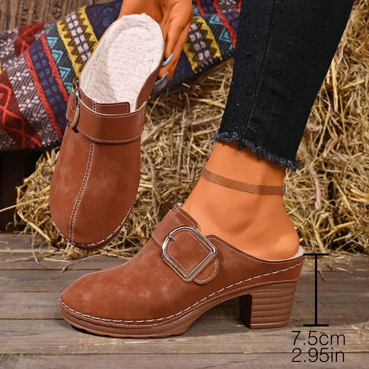 شباشب نسائية بكعب سميك، صنادل  - مراجعة Women'S Shoes Clogs وسعره