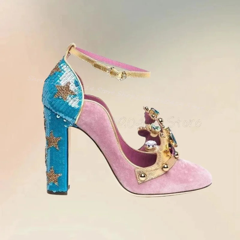 المحكمة نمط كريستال تاج تصميم  - مراجعة Court Heel Pointed وسعره